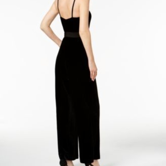 NWT Calvin Klein Wide Leg Black Velvet Jumpsuit - Picture 5 of 5